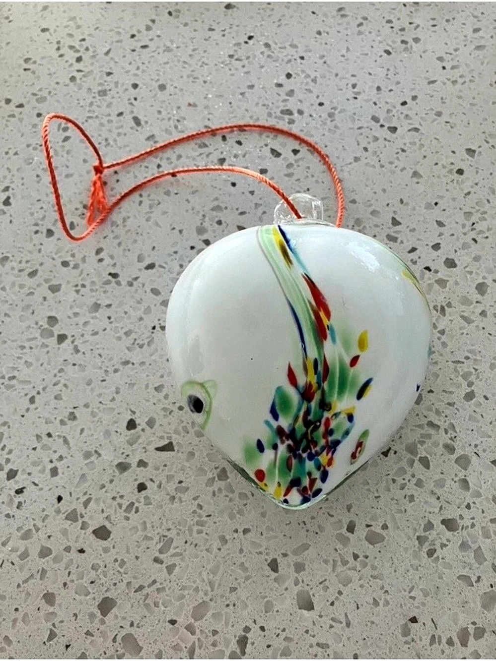 Hand-Painted White & Multicolor Handblown Glass Decor